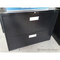 Staples Black 2 Drawer Lateral File Cabinet, Locking